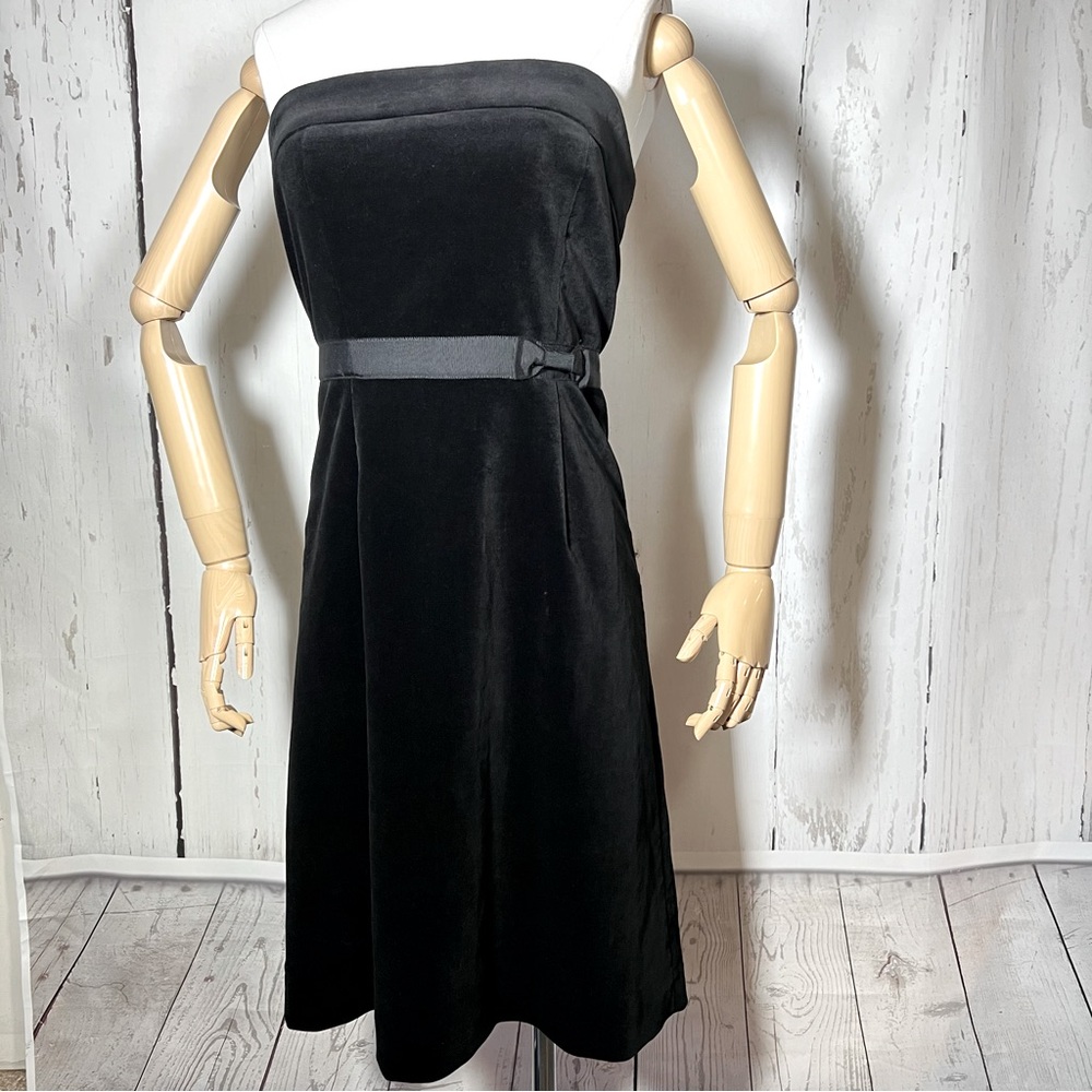 NEW NWT J. Crew Black Velvet Bow Strapless Fitted Cocktail Party Dress Size 6